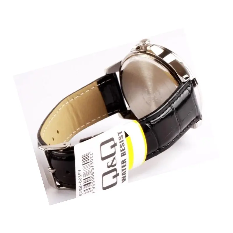 Q&Q Silver Dial Leather Strap Men's Watch- Q28B-005PY